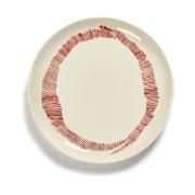 Serax Ottolenghi Feast lautanen M Ø22,5 cm 2-pakkaus White stripes-red