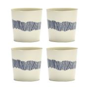 Serax Ottolenghi Feast kahvikuppi 25 cl 4-pakkaus White stripes-blue