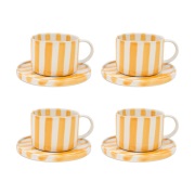 Olsson & Jensen Monica kuppi ja aluslautanen 4-pakkaus - Keltainen Mon...