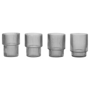 Ferm Living Ripple lasi 4 kpl smoked grey