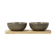 Villa Collection Shoku bambutarjotin kahdella kulholla Warm brown