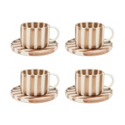 Olsson & Jensen Monica kuppi ja aluslautanen 4-pakkaus - Beige