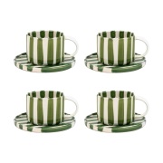 Olsson & Jensen Monica kuppi ja aluslautanen 4-pakkaus - Vihreä