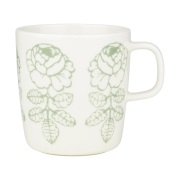 Marimekko Oiva Vihkiruusu muki Valkoinen, sage, 40 cl