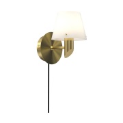 Herstal Gil seinälamppu Satin brass-opaalilasi