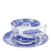 Spode - Blue Italian Kahvikuppi ja lautanen 28 cl