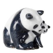 Royal Copenhagen - Panda ja lapsi 13,5 cm Musta/Valkoinen