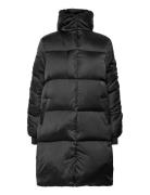 2Nd Puff - Winter Satin Topattu Pitkä Takki Black 2NDDAY