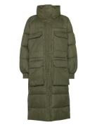 W. Balloon Sleeve Puffer Coat Topattu Pitkä Takki Khaki Green Svea