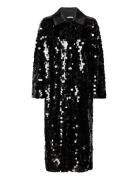 Sequins Coat Ohut Pitkä Takki Black ROTATE Birger Christensen