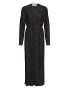 Slfellie Ls Plisse Maxi Dress Maksimekko Juhlamekko Black Selected Fem...