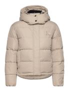 Monologo Non Down Short Puffer Vuorillinen Takki Topattu Takki Beige C...