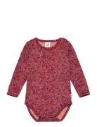 Petit Blossom L/S Body Bodies Long-sleeved Red Müsli By Green Cotton