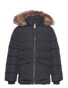 Jacket W. Fake Fur - Long Toppatakki Black Color Kids