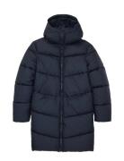 Long Puffer Coat W. Hood Toppatakki Navy Tom Tailor