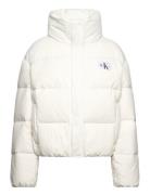 Down Soft Touch Label Puffer Vuorillinen Takki Topattu Takki White Cal...