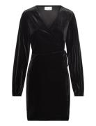 Vikatja L/S Short Velvet Wrap Dress/Ka Lyhyt Mekko Black Vila