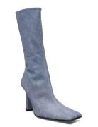 Noor Denim Boots Korkeavartiset Saapikkaat Blue MIISTA