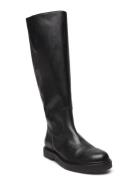 Boots - Flat Korkeavartiset Saapikkaat Black ANGULUS