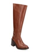 Boots - Block Heel Korkeavartiset Saapikkaat Brown ANGULUS