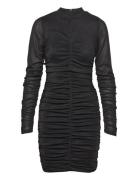 Vidafni L/S Glitter Mesh Dress Lyhyt Mekko Black Vila