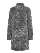 Shimmer Slim Dress Lyhyt Mekko Silver Second Female