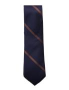 Navy Brown League Silk Tie Solmio Kravatti Navy AN IVY