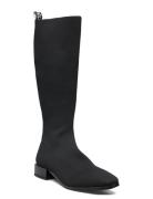 Biadiana Square Boot Knitted Korkeavartiset Saapikkaat Black Bianco