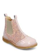 Booties - Flat - With Elastic Bootsit Nauhalliset Saapikkaat Pink ANGU...