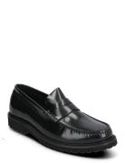 Penny Loafer - Black Polido Leather Loaferit Matalat Kengät Black Garm...