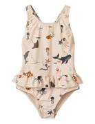 Amara Printed Swimsuit Uimapuku Uima-asut Cream Liewood