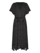 Geo-Print Crepe Flutter-Sleeve Dress Polvipituinen Mekko Black Lauren ...