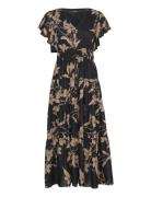 Floral Cotton Voile Tiered Maxidress Maksimekko Juhlamekko Black Laure...