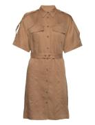 Drapy Tencel Shirt Dress Polvipituinen Mekko Brown Calvin Klein