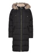 Faux Fur–Trim Hooded Down Coat Topattu Pitkä Takki Black Lauren Ralph ...