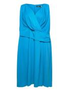 Str Matte Jersey-Dress Polvipituinen Mekko Blue Lauren Women