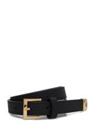 Pebbled Leather Skinny Belt Vyö Black Lauren Ralph Lauren