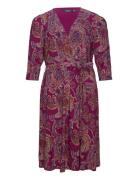 Paisley Surplice Jersey Dress Polvipituinen Mekko Burgundy Lauren Wome...