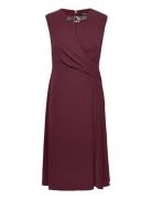 Buckle-Trim Georgette Cap-Sleeve Dress Polvipituinen Mekko Burgundy La...