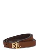 Logo Reversible Leather Skinny Belt Vyö Brown Lauren Ralph Lauren