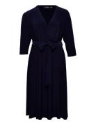 Surplice Jersey Dress Polvipituinen Mekko Navy Lauren Women