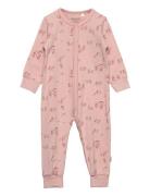 Nightsuit W. Aop Pyjama Sie Jumpsuit Haalari Pink CeLaVi