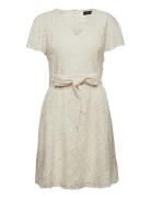 Lace Short-Sleeve Dress Lyhyt Mekko Cream Lauren Ralph Lauren