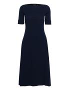 Refined Stretch 1X1-Dress Polvipituinen Mekko Navy Lauren Ralph Lauren