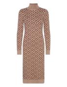 Vmaria Ls High-Neck Calf Dress Rep Polvipituinen Mekko Brown Vero Moda