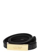 Logo Leather Skinny Belt Vyö Black Lauren Ralph Lauren