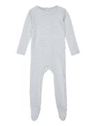 Striped Full Body W. Back Opening Pyjama Sie Jumpsuit Haalari Blue Cop...