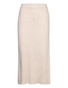 Rib A-Line Skirt Polvipituinen Hame Beige Davida Cashmere