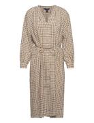 D1. Check Stand Collar Shirt Dress Polvipituinen Mekko Beige GANT