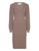 Vmgeorgine Ls V-Neck Calf Knit Dress Vma Polvipituinen Mekko Brown Ver...